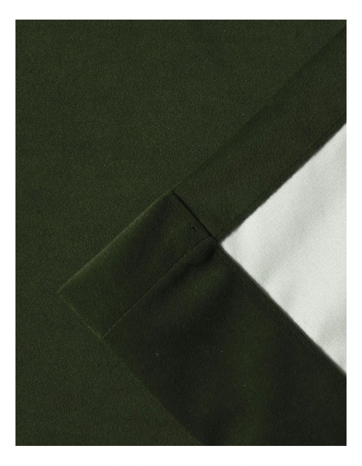 Byron Matte Velvet 100% Blockout Concealed Tab Top Curtains Pack of 2 in Olive image 6