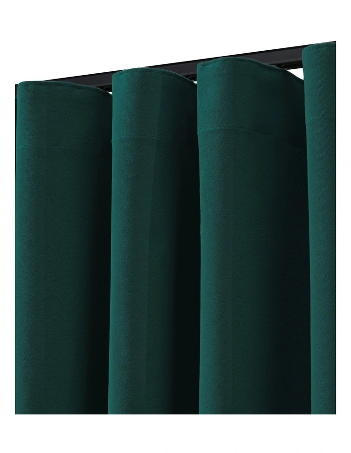 Byron Matte Velvet 100% Blockout S-Fold Curtain in Deep Teal image 2