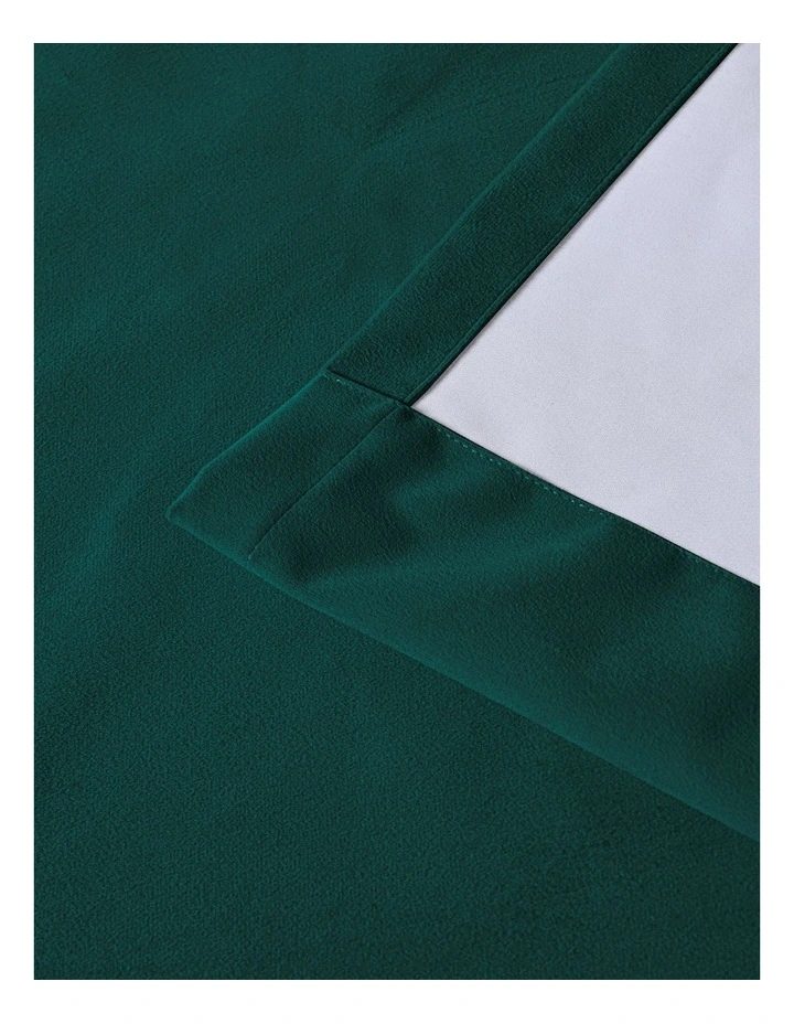 Byron Matte Velvet 100% Blockout S-Fold Curtain in Deep Teal image 3