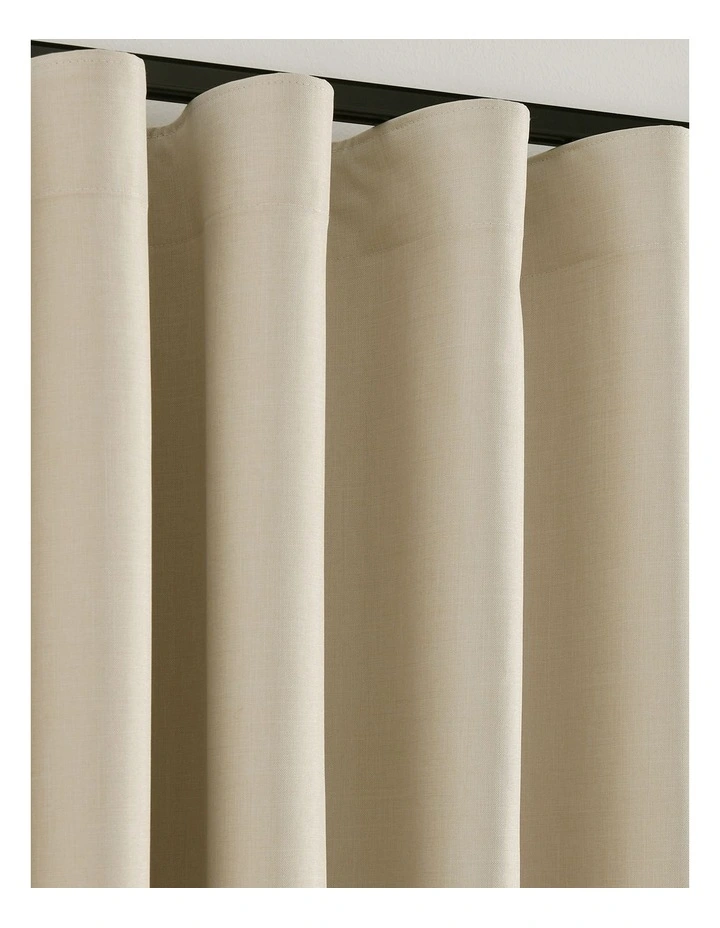 Alva Faux Linen Blockout S-Fold Curtain in Oatmeal image 3