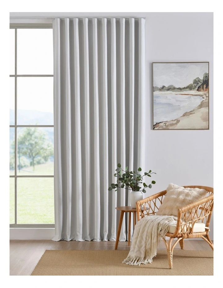 Alva Faux Linen Blockout S-Fold Curtain in White image 1
