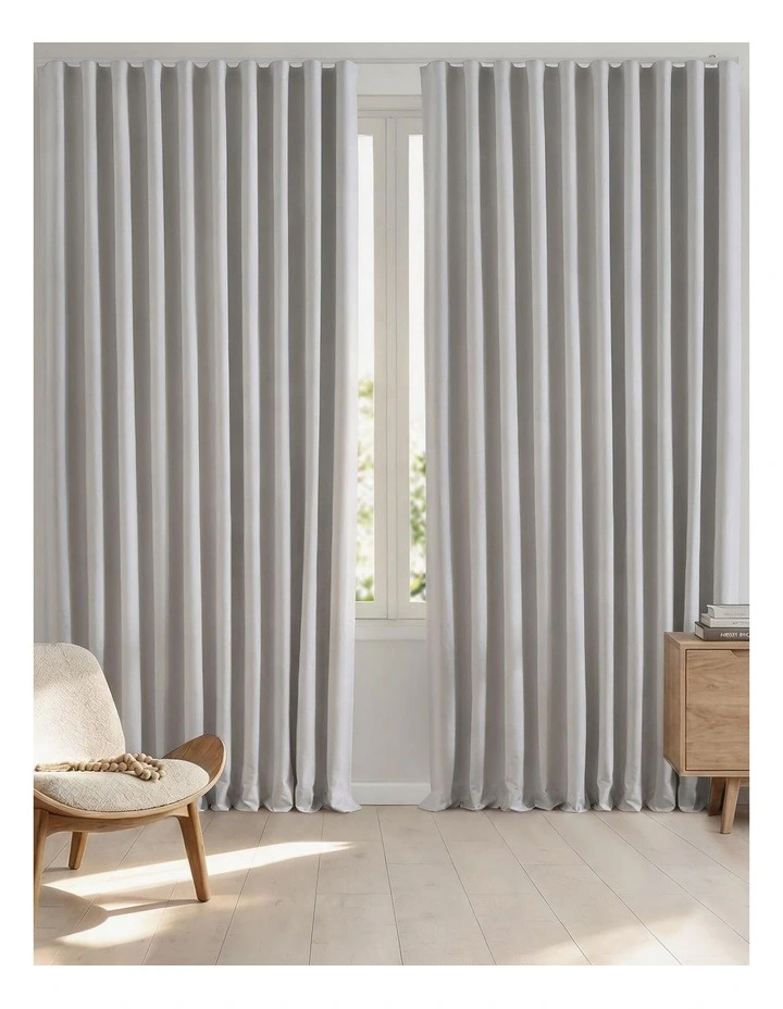 Alva Faux Linen Blockout S-Fold Curtain in White image 2