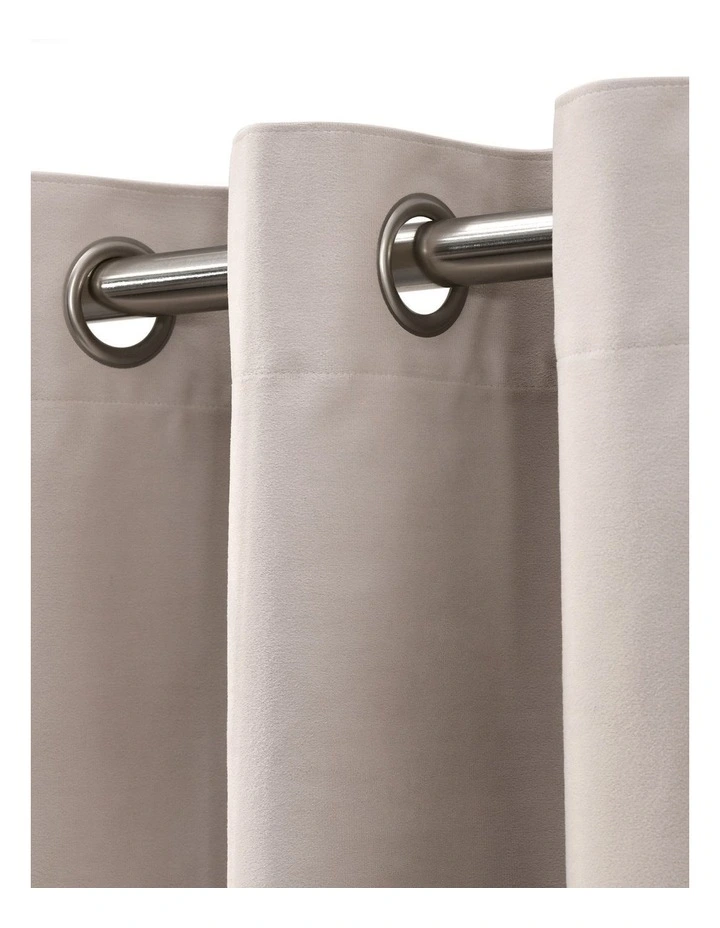 Byron Matte Velvet 100% Blockout Eyelet Curtains Pack of 2 in Oat image 3