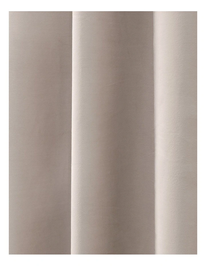 Byron Matte Velvet 100% Blockout Eyelet Curtains Pack of 2 in Oat image 4