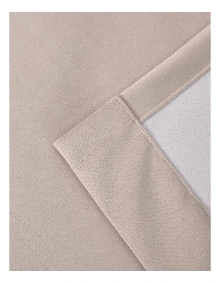 Byron Matte Velvet 100% Blockout Eyelet Curtains Pack of 2 in Oat image 5