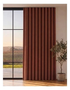 Byron Matte Velvet 100% Blockout S-Fold Curtain in Rust