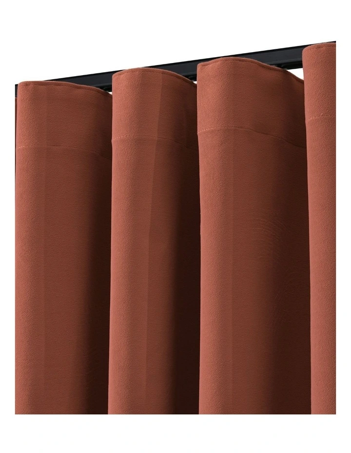 Byron Matte Velvet 100% Blockout S-Fold Curtain in Rust image 2