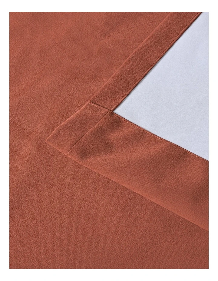 Byron Matte Velvet 100% Blockout S-Fold Curtain in Rust image 3