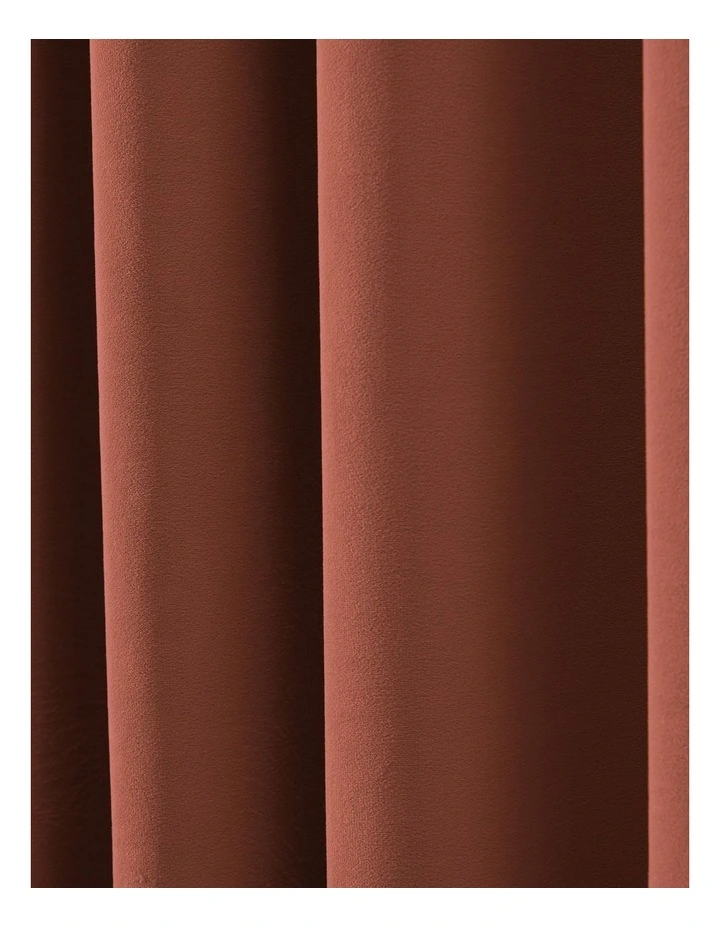 Byron Matte Velvet 100% Blockout S-Fold Curtain in Rust image 5