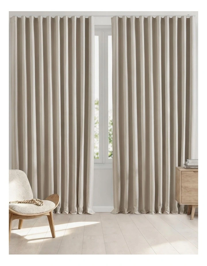 Alva Faux Linen Blockout S-Fold Curtain in Porcelain image 2
