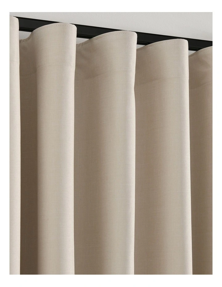 Alva Faux Linen Blockout S-Fold Curtain in Porcelain image 3