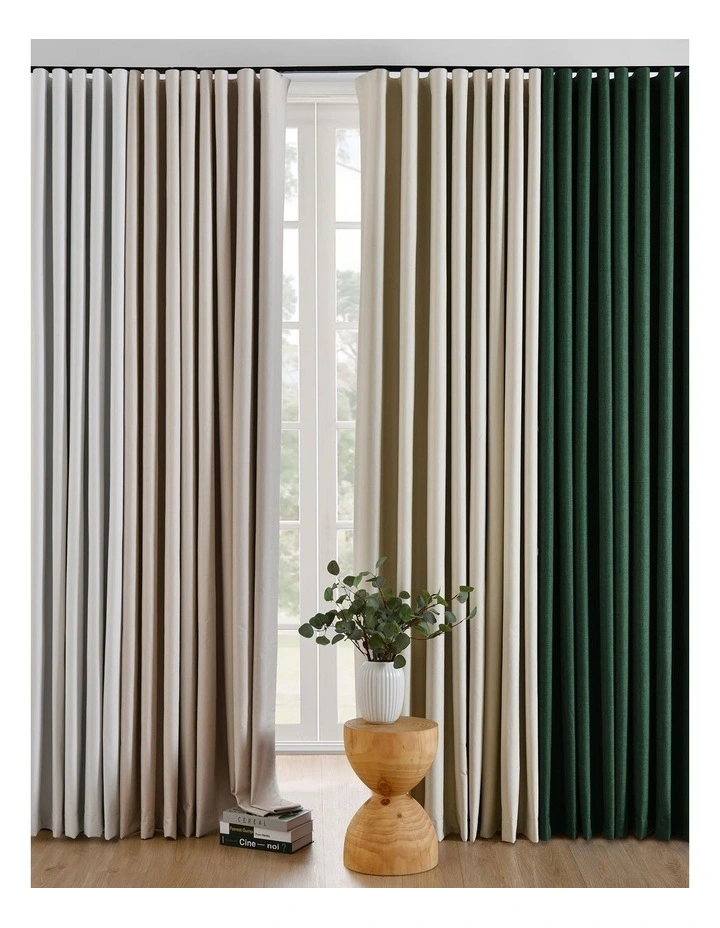 Alva Faux Linen Blockout S-Fold Curtain in Porcelain image 7