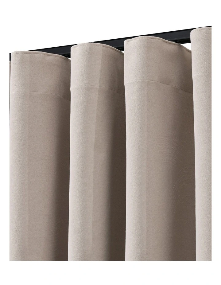 Byron Matte Velvet 100% Blockout S-Fold Curtain in Oat image 2