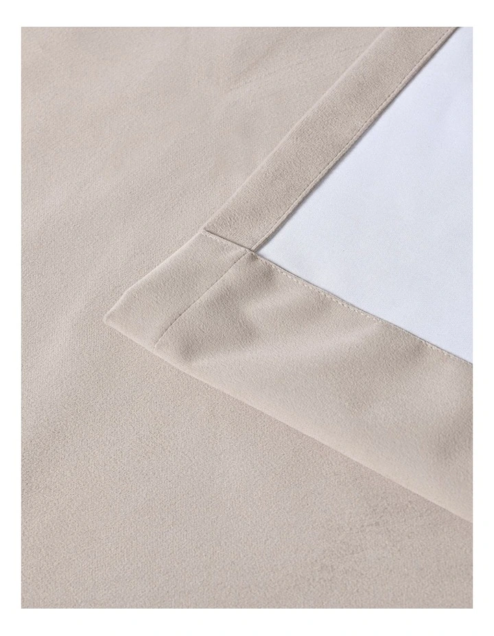 Byron Matte Velvet 100% Blockout S-Fold Curtain in Oat image 3