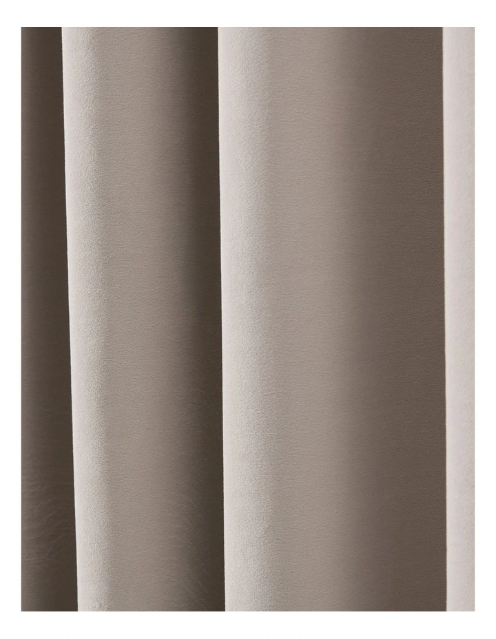 Byron Matte Velvet 100% Blockout S-Fold Curtain in Oat image 5