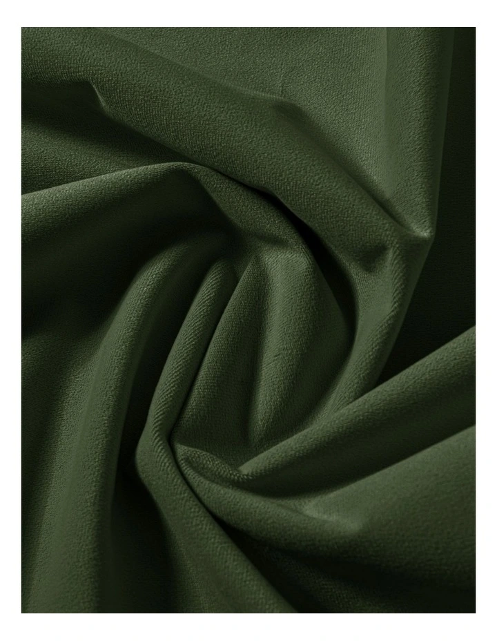 Byron Matte Velvet 100% Blockout S-Fold Curtain in Olive image 4