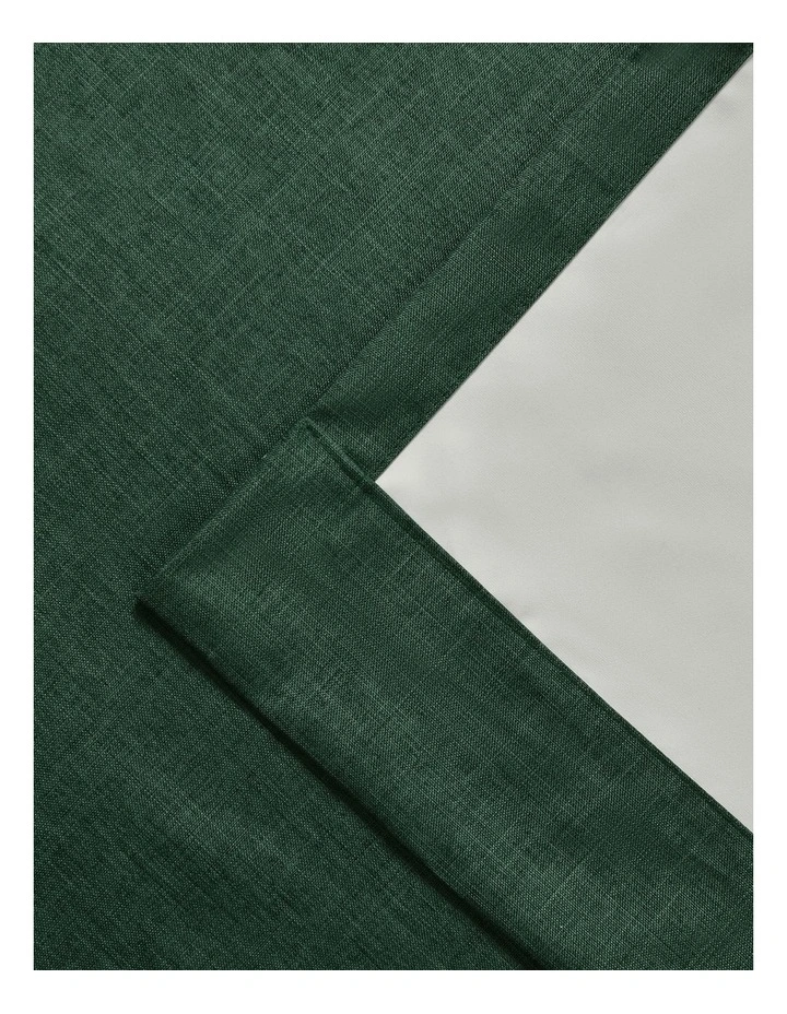 Alva Faux Linen Blockout S-Fold Curtain in Forest Green image 4