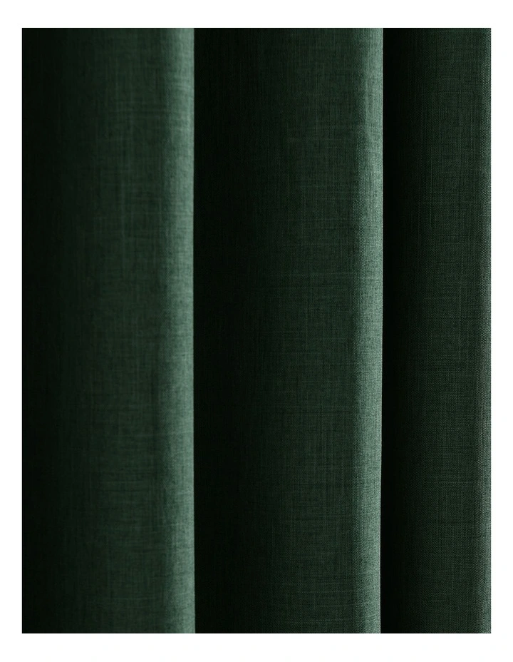 Alva Faux Linen Blockout S-Fold Curtain in Forest Green image 5