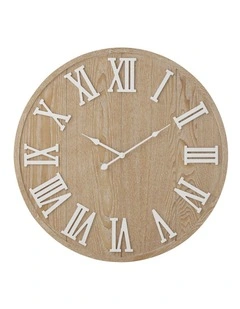 Willow & Silk 60cm Woodgrain Clock w White Roman Numerals 60x3cm