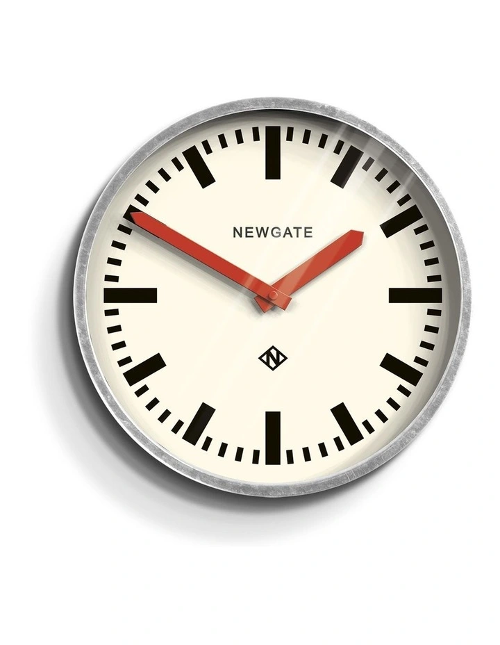 Luggage Wall Clock Galvanised Red Hands image 1