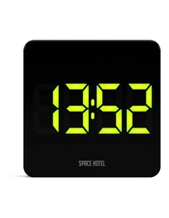 Space Hotel Orbatron Alarm Clock Black Case - Black Lens - Green Led