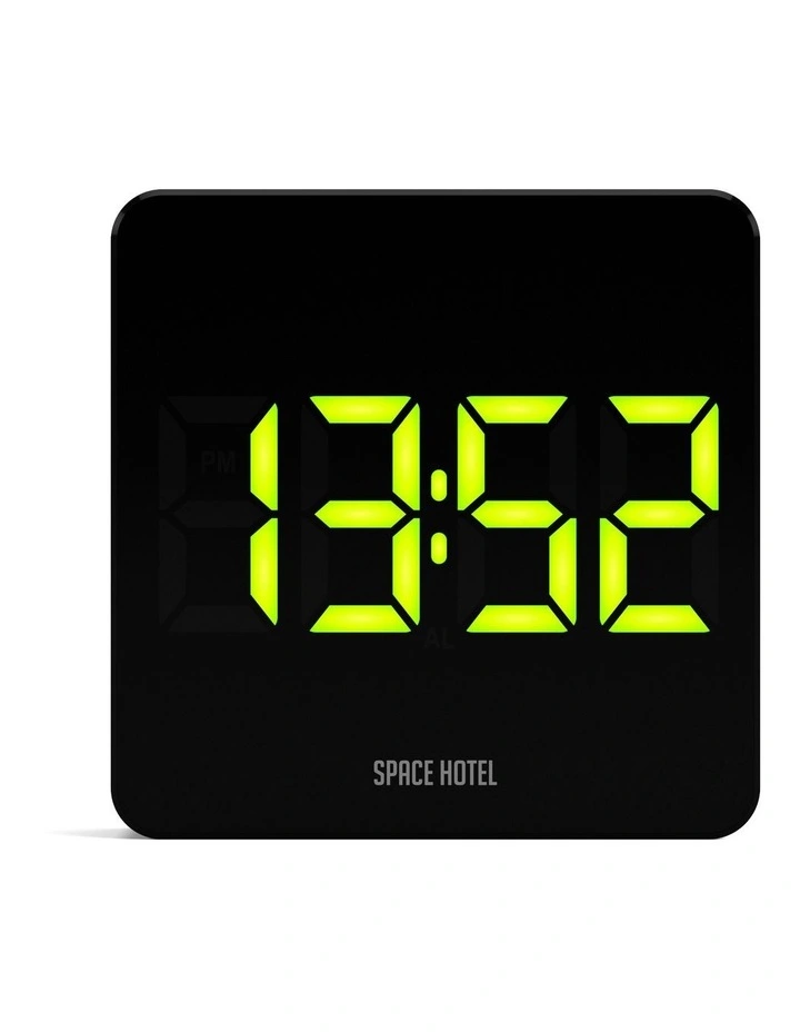 Space Hotel Orbatron Alarm Clock Black Case - Black Lens - Green Led image 1