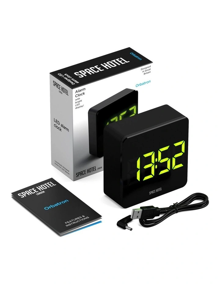 Space Hotel Orbatron Alarm Clock Black Case - Black Lens - Green Led image 3
