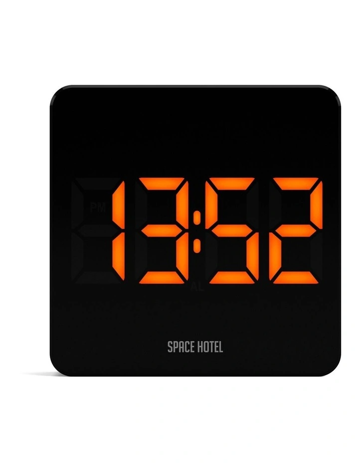 Space Hotel Orbatron Alarm Clock Black Case - Black Lens - Orange Led image 1