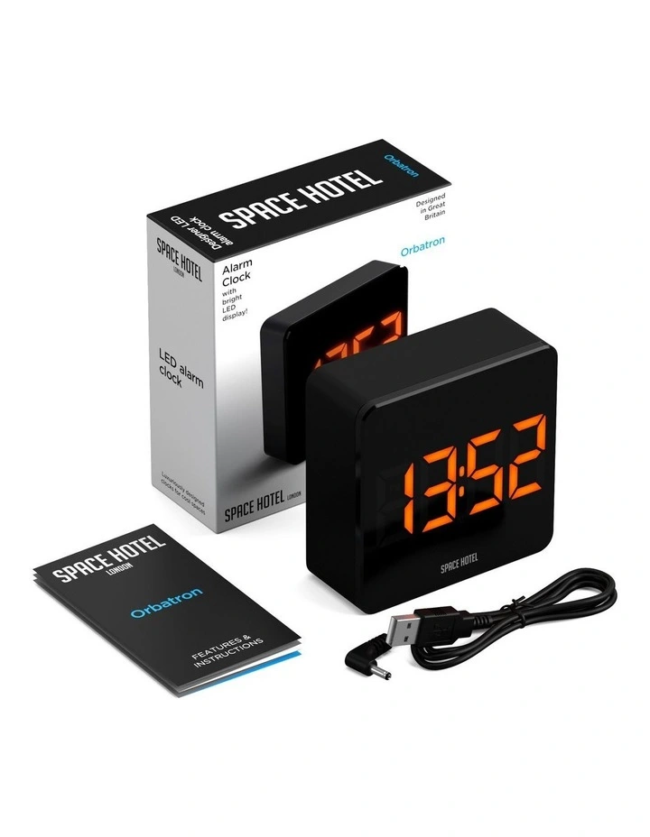 Space Hotel Orbatron Alarm Clock Black Case - Black Lens - Orange Led image 4