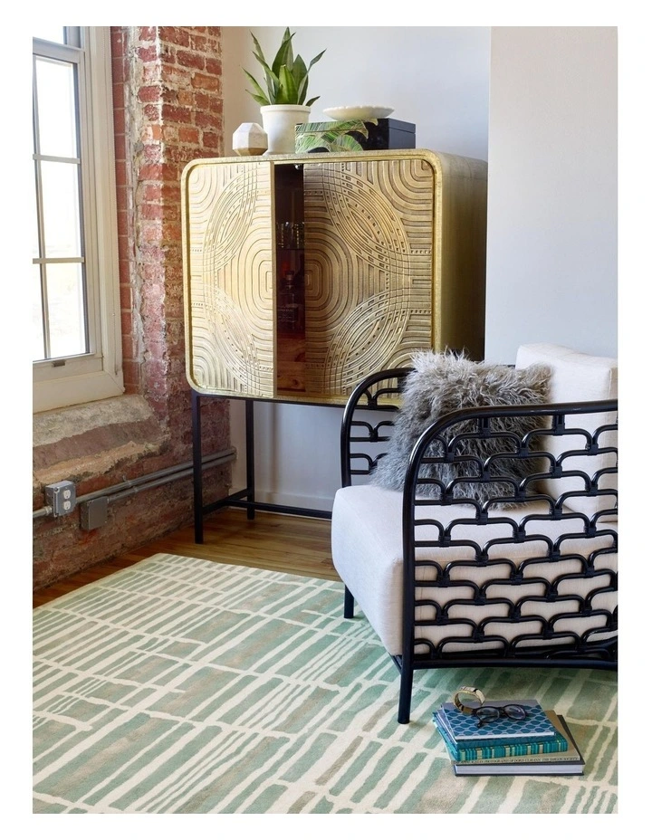 Tortoiseshell Stripe Rug in Jade image 2