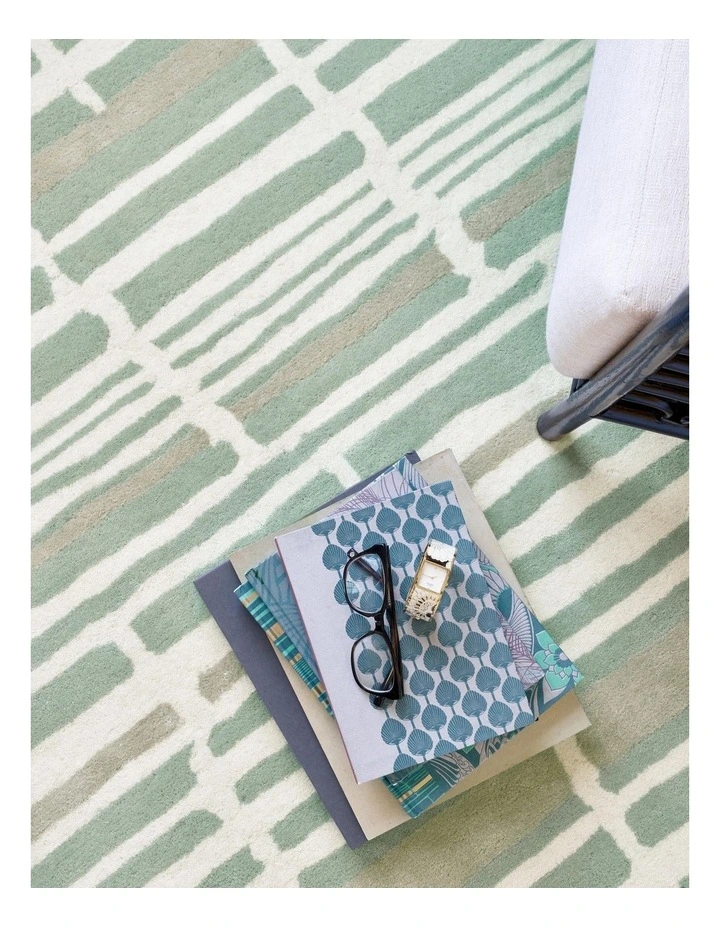 Tortoiseshell Stripe Rug in Jade image 3