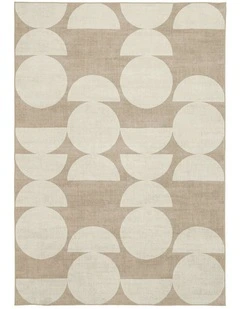 LOOPSIE TENDO TAUPE AND BEIGE GEOMETRIC WASHABLE RUG