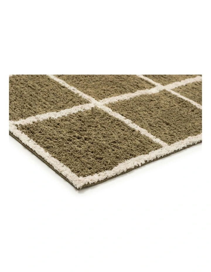 LOOPSIE  ZANZIBAR GREEN GRID COTTON RUG image 2
