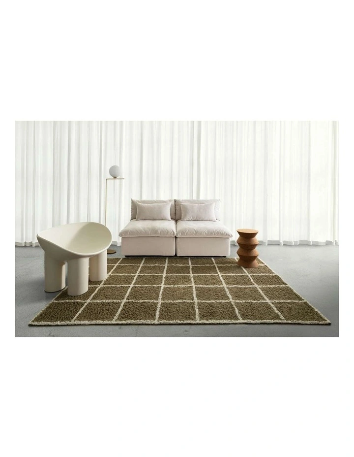 LOOPSIE  ZANZIBAR GREEN GRID COTTON RUG image 6