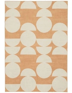 LOOPSIE TIARI HALF MOONS PRINTED PEACH AND CREAM WASHABLE RUG