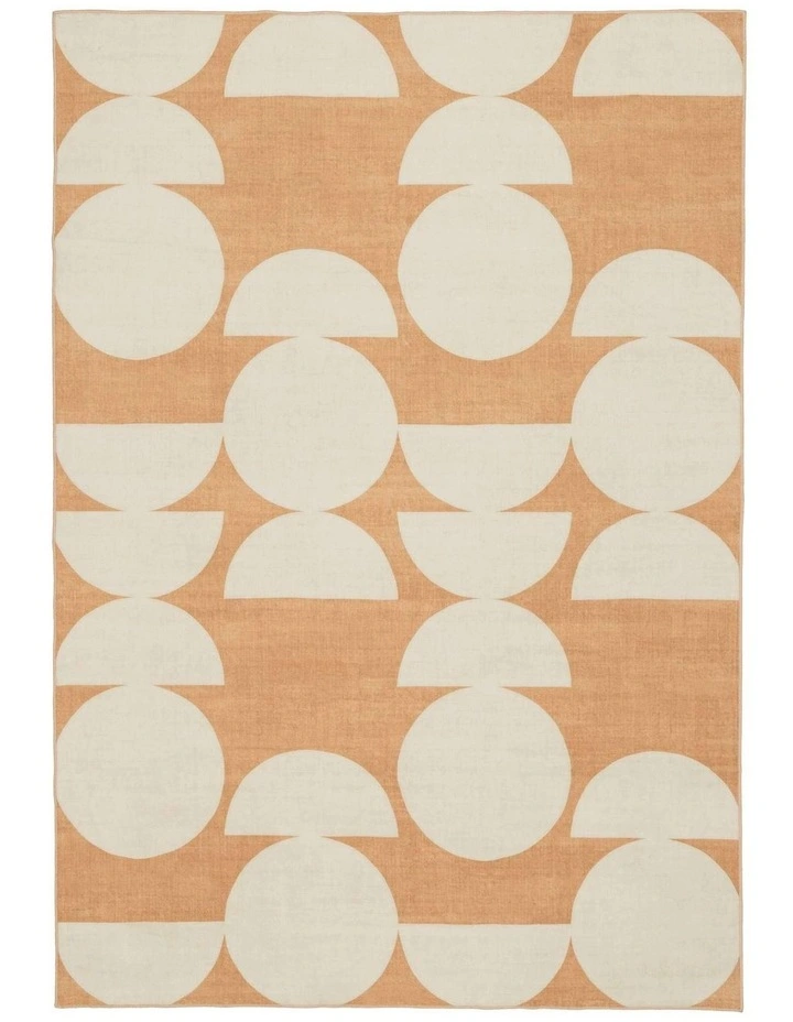 LOOPSIE  TIARI HALF MOONS PRINTED PEACH AND CREAM WASHABLE RUG image 1