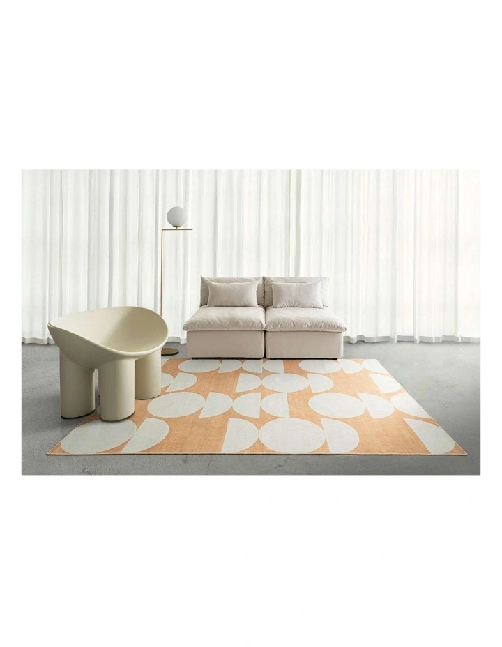LOOPSIE  TIARI HALF MOONS PRINTED PEACH AND CREAM WASHABLE RUG image 6