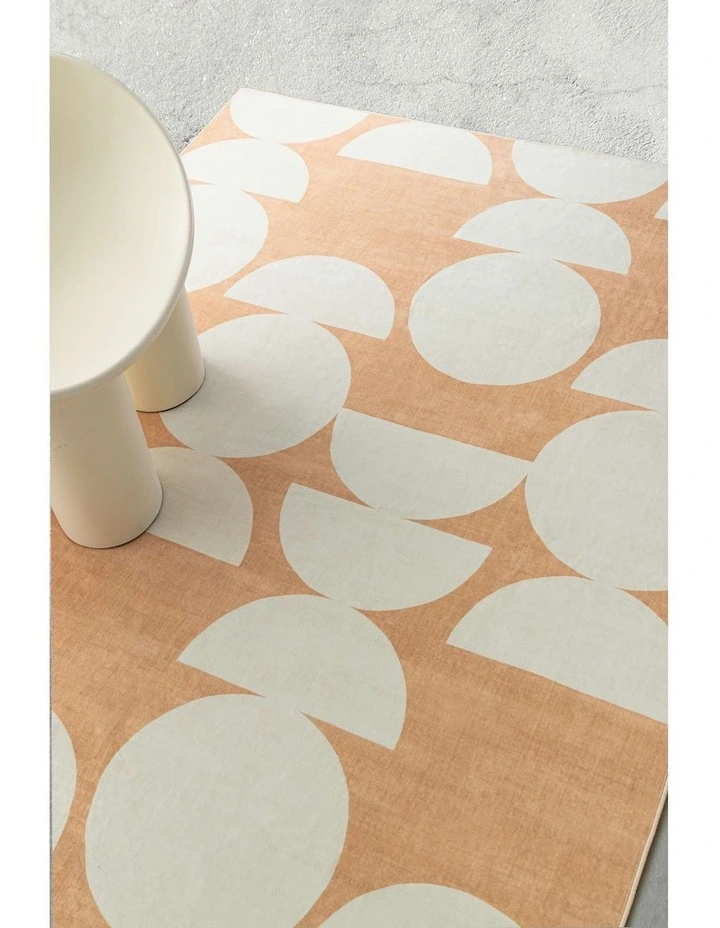 LOOPSIE  TIARI HALF MOONS PRINTED PEACH AND CREAM WASHABLE RUG image 7
