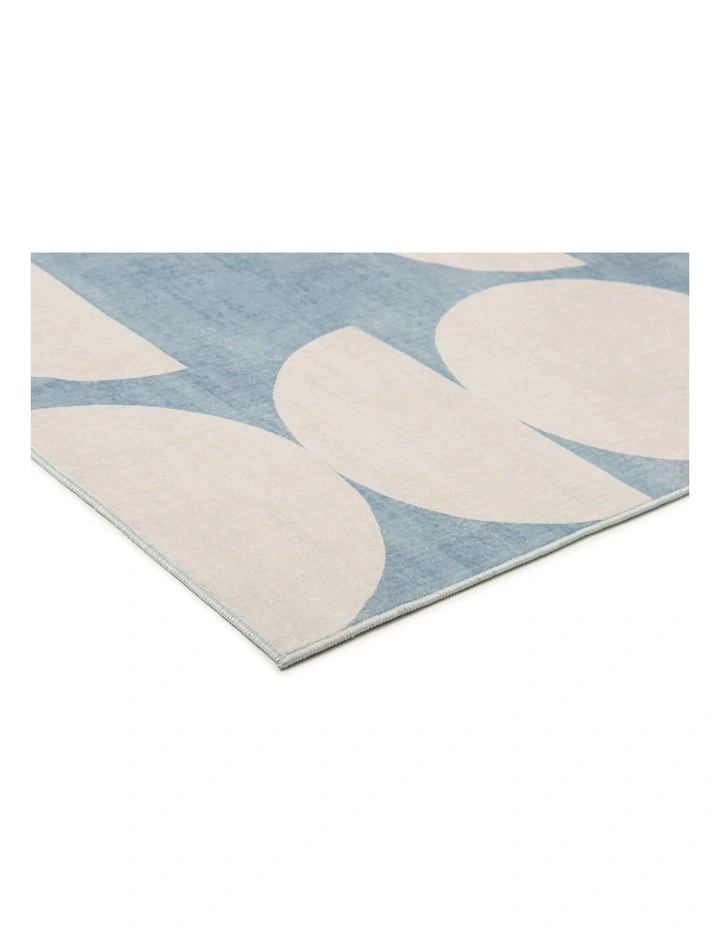 LOOPSIE MALABOU HALF MOONS PRINTED BLUE AND CREAM WASHABLE RUG image 2