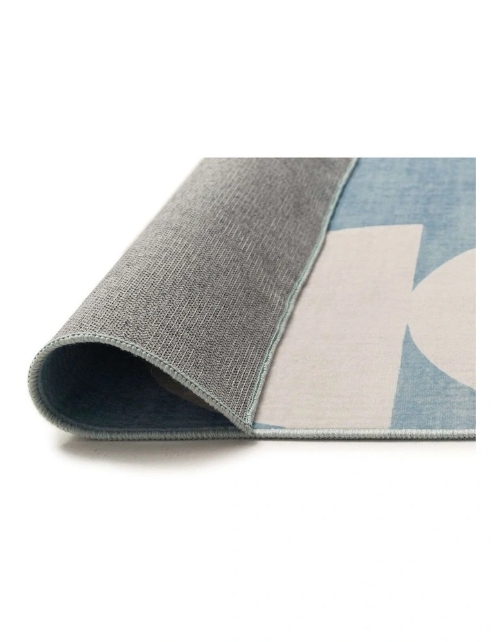 LOOPSIE MALABOU HALF MOONS PRINTED BLUE AND CREAM WASHABLE RUG image 3