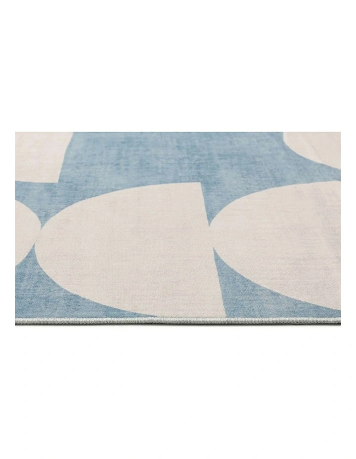 LOOPSIE MALABOU HALF MOONS PRINTED BLUE AND CREAM WASHABLE RUG image 4