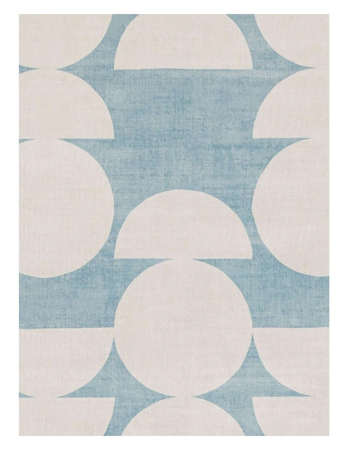 LOOPSIE MALABOU HALF MOONS PRINTED BLUE AND CREAM WASHABLE RUG image 5