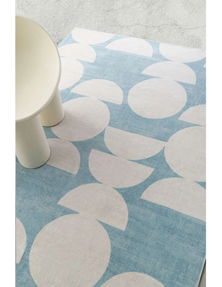 LOOPSIE MALABOU HALF MOONS PRINTED BLUE AND CREAM WASHABLE RUG image 7
