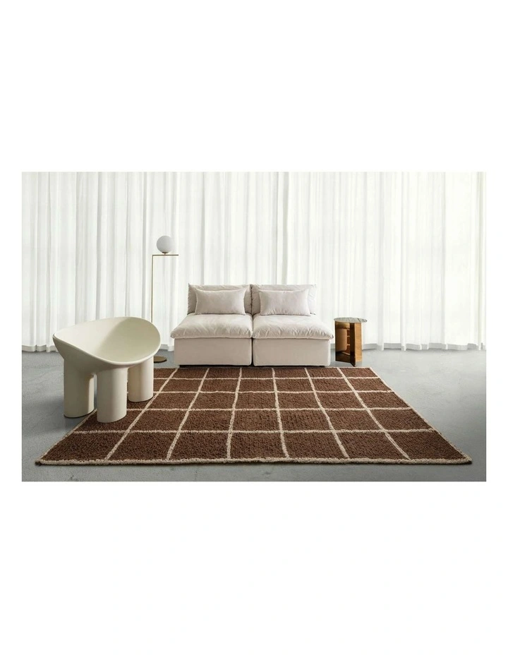 LOOPSIE  KIGALI BROWN GRID COTTON RUG image 6