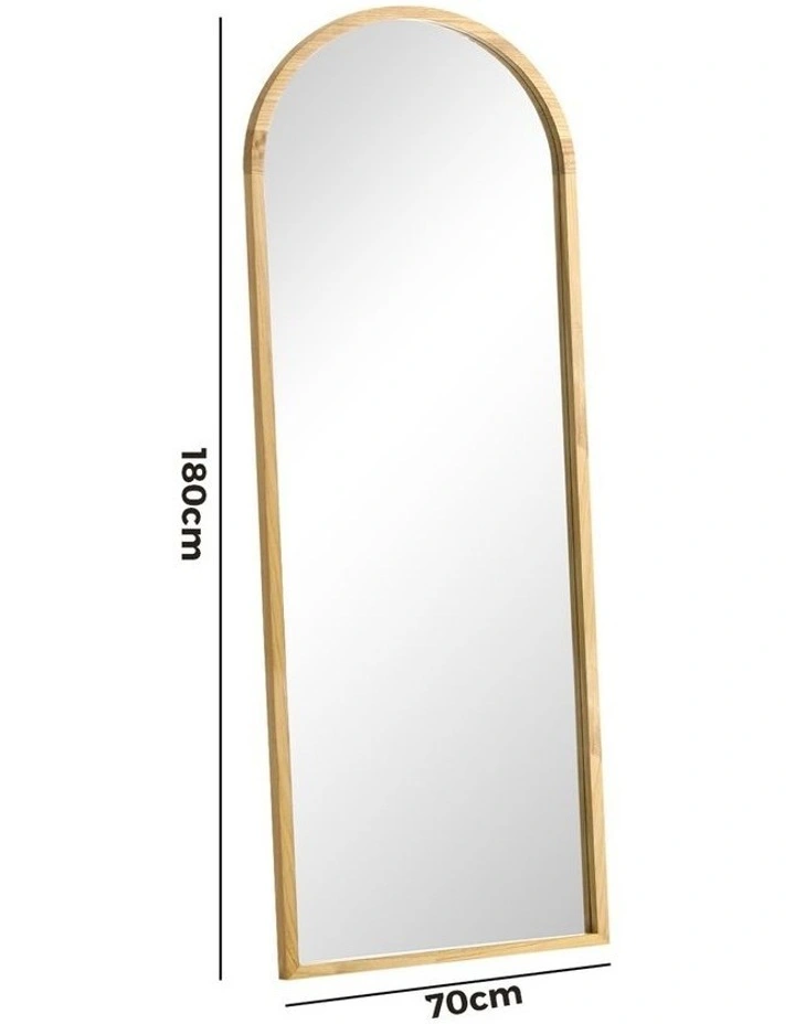 Oikiture Wooden Full Length Mirror 180x70cm Arched Dressing Floor Mirrors image 3