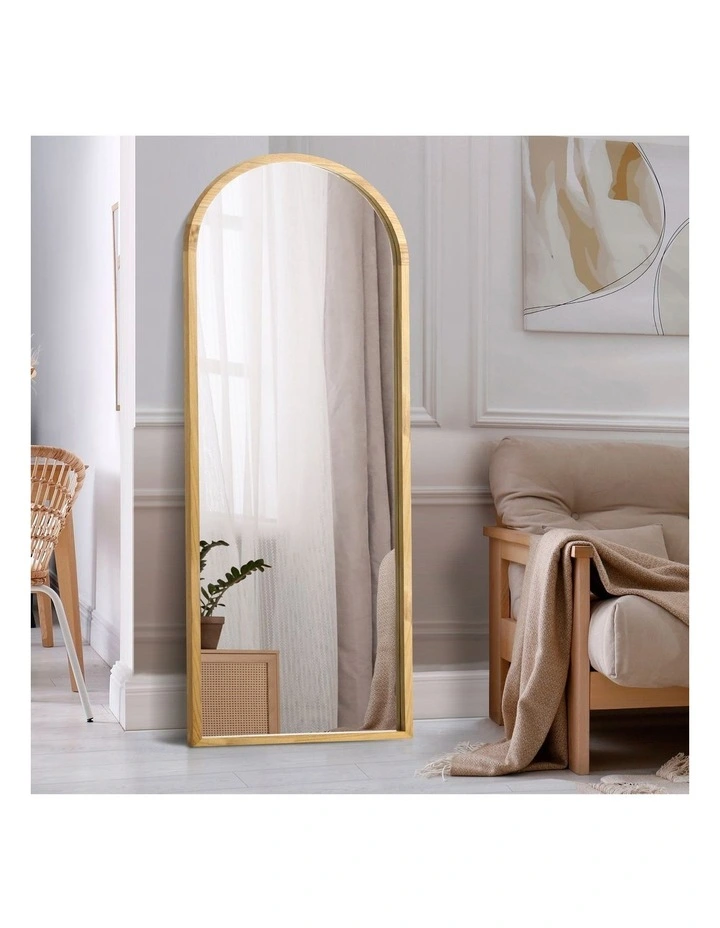 Oikiture Wooden Full Length Mirror 180x70cm Arched Dressing Floor Mirrors image 4