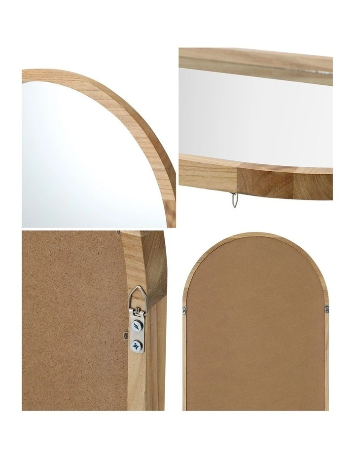Oikiture Wooden Full Length Mirror 180x70cm Arched Dressing Floor Mirrors image 7