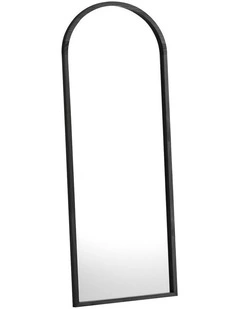 Oikiture Wooden Full Length Mirror 166x60cm Arched Dressing Floor Mirrors Black