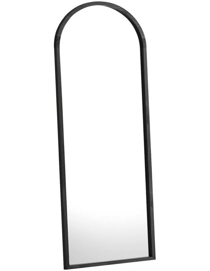Oikiture Wooden Full Length Mirror 166x60cm Arched Dressing Floor Mirrors Black image 1
