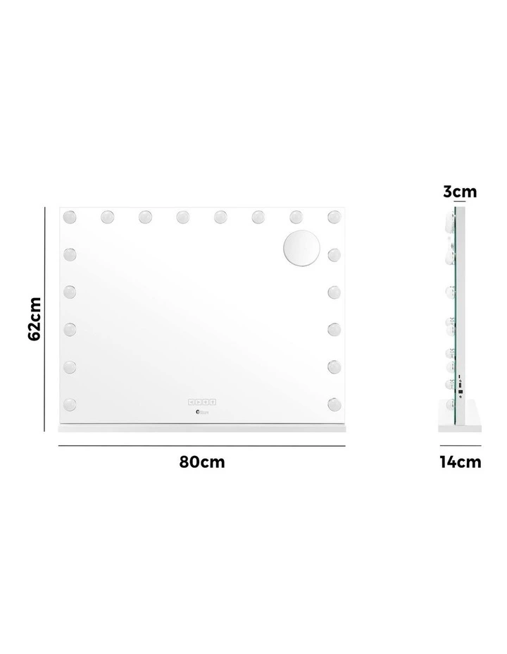 Oikiture Bluetooth Hollywood Makeup Mirror 18 LED Light 80x62cm Vanity Mirrors image 3